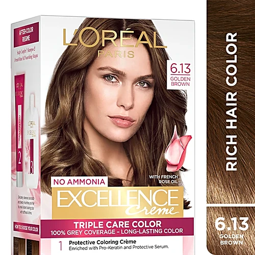Loreal Paris Hair Colour Excellence Cream Golden Brown 6.13	