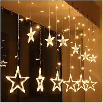 Diwali Star And Heart Light Yellow Colour 3 Mtr