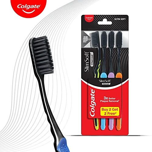 Colgate Tooth Brush Slim Soft Charcoal Pack of 4