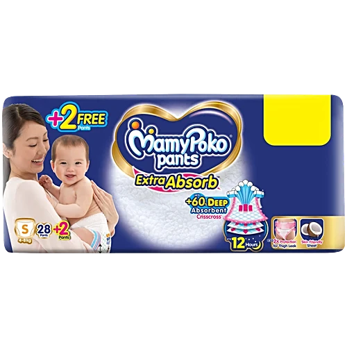 MamyPoko Baby Diapers Pants Extra Absorb Small