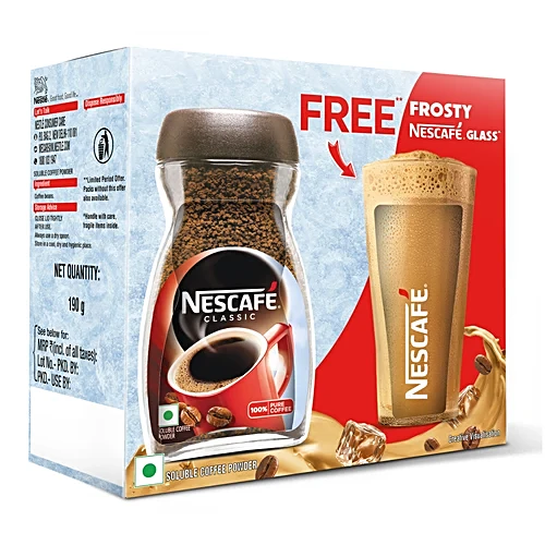 Nescafe Coffee Classic Jar With Free Frosty Nescafe Glass