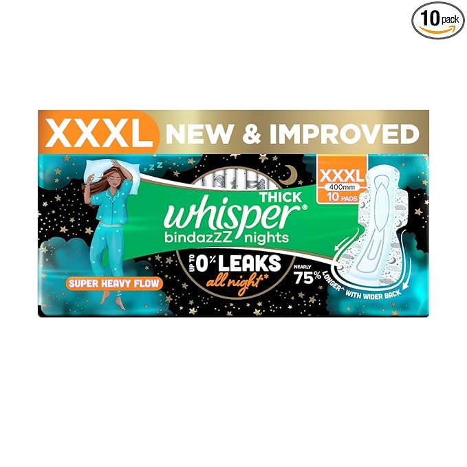 Whisper Sanitary Pads Ultra Bindazz Nights Pads XXXL 