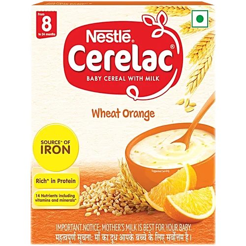 Nestle Baby Food Cerelac Wheat Orange Upto 8 To 24 Months