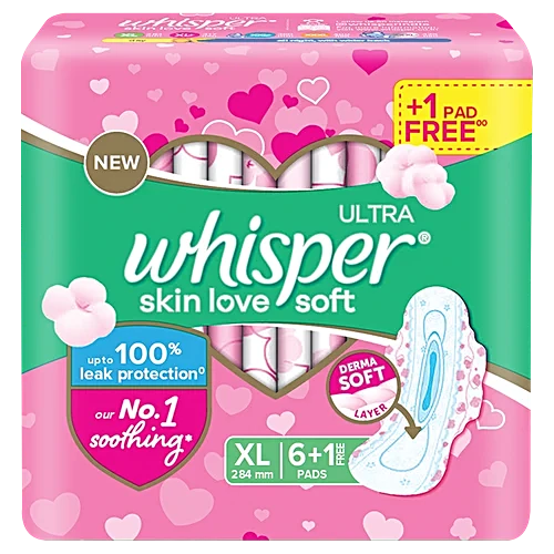 Whisper Sanitary Pads Ultra Skin Love Soft XL