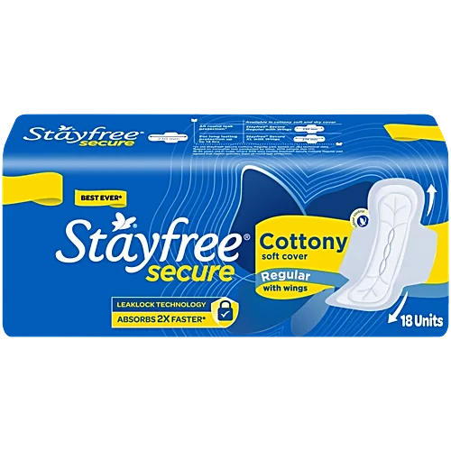 Stayfree Secure Sanitary Pads Cottony Soft Cover Regular