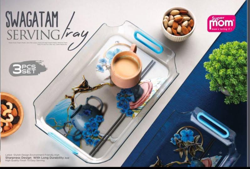 Swagatam Serving Tray Set Of 3Pcs