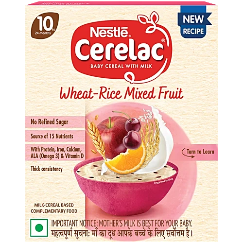 Nestle Baby Food Cerelac Wheat Rice Mixed Fruit 10 To 24 Months