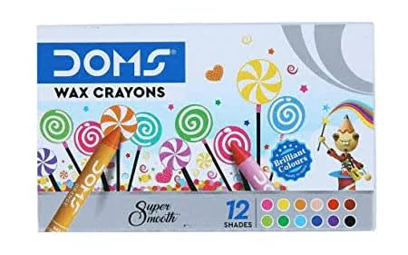Doms Drawing Colours Wax Crayons 12 Shades 