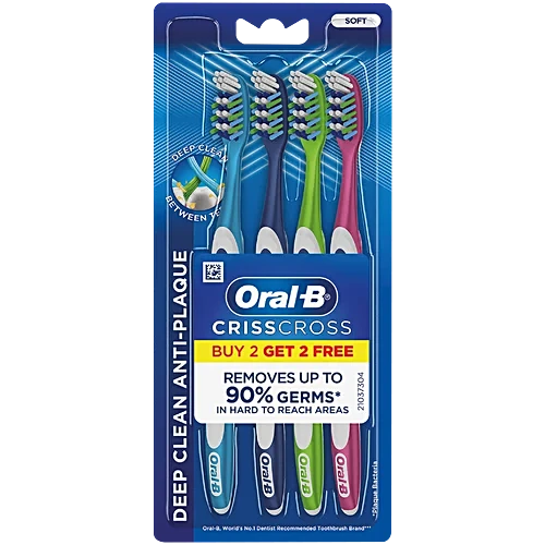 Oral B Tooth Brush Criss Cross Anti Plaque Medium Pack Of 4 Pcs