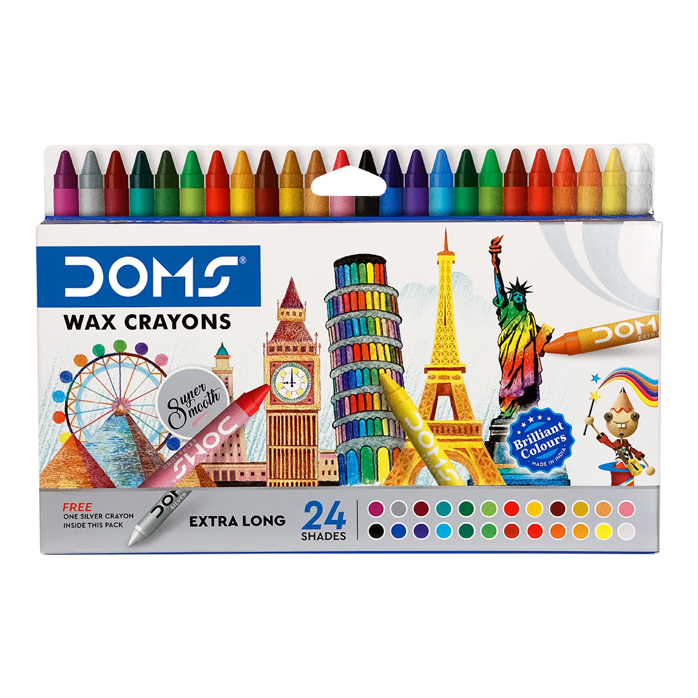 Doms Drawing Colours Wax Crayons Jumbo 24 Shades