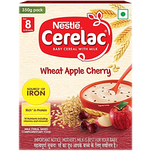 Nestle Baby Food Cerelac Wheat Apple Cherry 8 To 24 Months