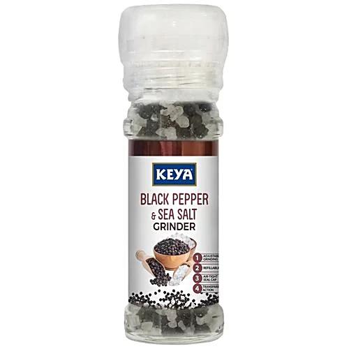 Keya Spices Black Pepper And Sea Salt Grinder