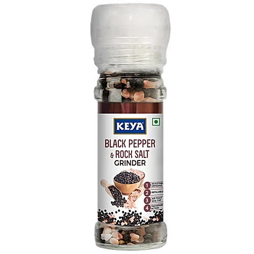 Keya Spices Black Pepper And Rock Salt Grinder