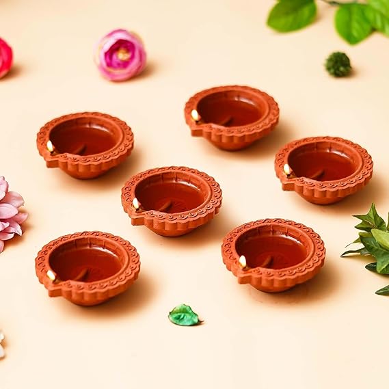 Khadi Brown Diya Pack Of 6 Pcs
