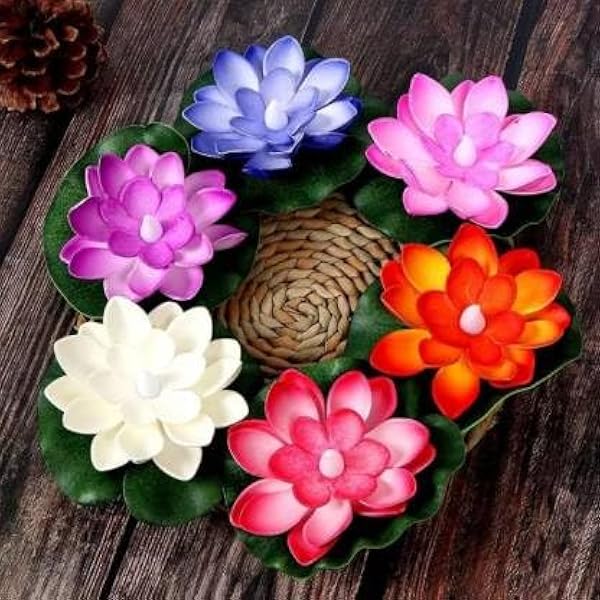 Water Led Sensor Flower Diya 6 Pcs Set
