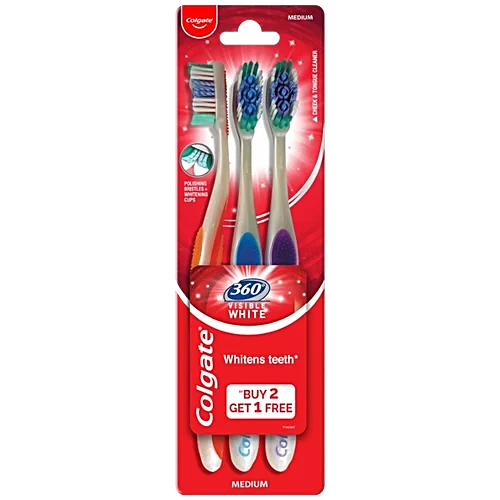 Colgate Tooth Brush 360 White Whitens Teeth Pack of 3