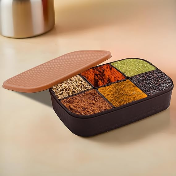 Jk Plastic Masala Dani 6 Pcs Set With Spoon