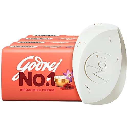 Godrej No.1 Bath Soap Kesar And Milk Cream Soap Pack Of 5 Pcs